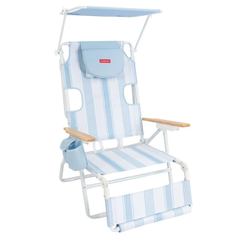 Silla Playa Reclinable Parasol Poliéster Azul

