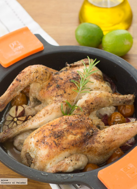 Receta de picantones al horno con salsa de lima