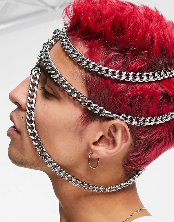 Tocado plateado con diseño de cadena de ASOS DESIGN