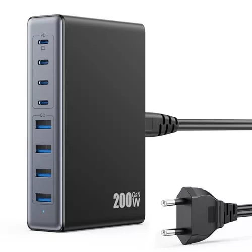 200W Cargador USB C Multiple, 8-in-1 GAN III