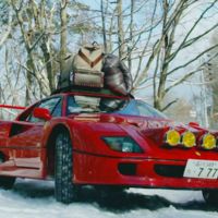 Un Ferrari F40 se pone las cadenas y sale a pasear en la nieve