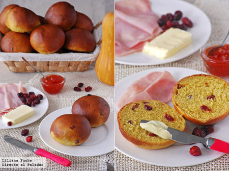 Panecillos de calabaza con arándanos rojos. Receta para el Día Mundial del Pan