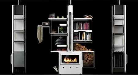 Estantería y chimenea, dos en uno