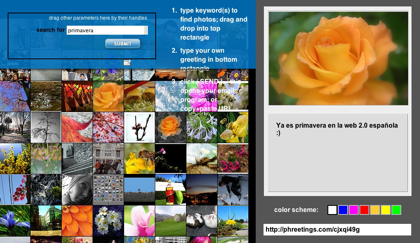 Phreetings, creación de postales online con imágenes de Flickr