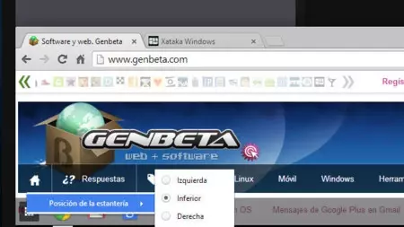 Chrome 32 2n Windows 8, posición de la estantería