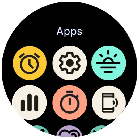 Imagen del selector de aplicaciones basado en cuadrículas de Wear OS 5