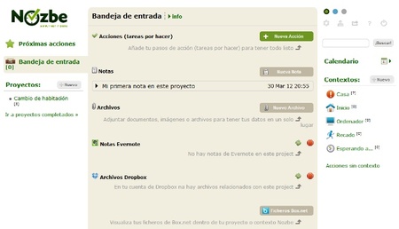 Bandeja de entrada Nozbe