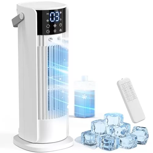 Aire Acondicionado Portátil sin Tubo, 4 en 1 Ventilador Refrigeración, con 3 Niveles de Velocidad