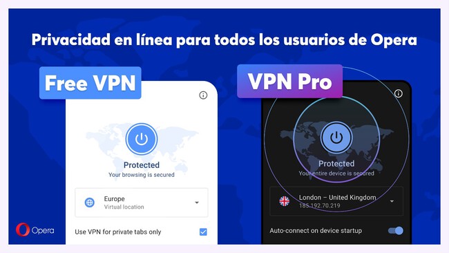 VPN Pro y VPN gratuito de Opera para Android