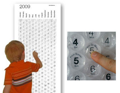 Calendario con burbujas para explotar