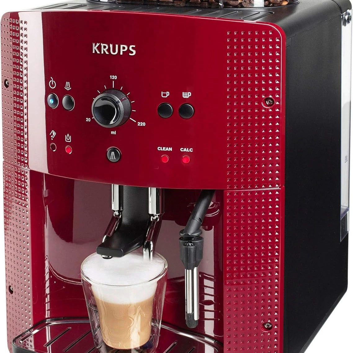 Cafetera Expresso Superautomática Krups EA8107 Roma, 1450 W, 15 Bares, 1.7 L - Roja 