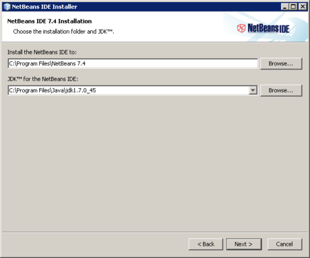 NetBeans - especificando directorios de instalación