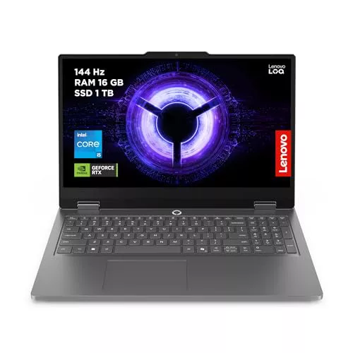 Lenovo LOQ Essential Gen 11 - Ordenador Portátil Gaming IA 15.6'' FHD (Intel Core i5-13450HX, NVIDIA GeForce RTX 5050, 16GB RAM, 1TB SSD, 144 Hz, Wi-Fi 6, Sin Sistema Operativo) QWERTY Español - Gris
