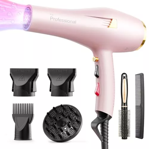 Dekuri Secador Pelo Profesional Duraderos, Secadores Iónico Cabello Sin Encrespamiento, Secado Rápido Salón Hair Dryer con Difusore y Concentradoras, 3 Temperaturas 2 Velocidades y Aire Frío