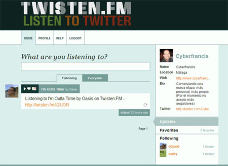 Twisten.fm, comparte la música que escuchas en Twitter
