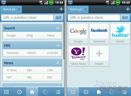 Accesos rápidos en Maxthon Mobile