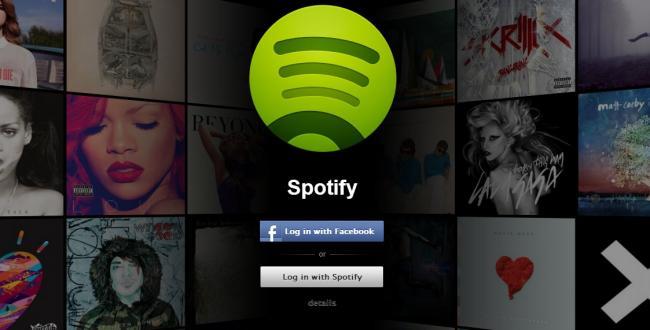 Pantalla de inicio de sesión de Spotify Web Player