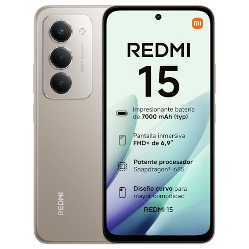 XIAOMI REDMI 15 - Smartphone de 6+128GB, Cámara Dual de 50MP con AI, Pantalla inmersiva de 6,9” FHD+, Snapdragon 685, Carga rápida de 33W, Cargador no Incluido, Gris (Versión ES)