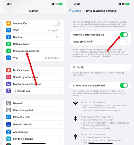 Compartir Internet desde el iPhone