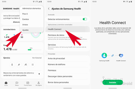 Sincronizar Samsung Health con Salud Conectada