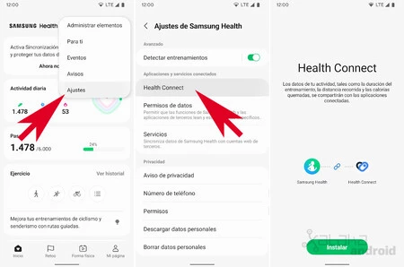 Samsung Health を Connected Health と同期する