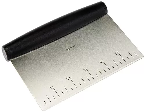 Amazon Basics Rasqueta cortadora de acero inoxidable multiusos, 15,24 cm Negro, Plateado