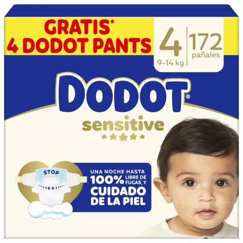 Dodot Pañales Bebé Sensitive Talla 4, 172 Pañales, 9kg - 14kg