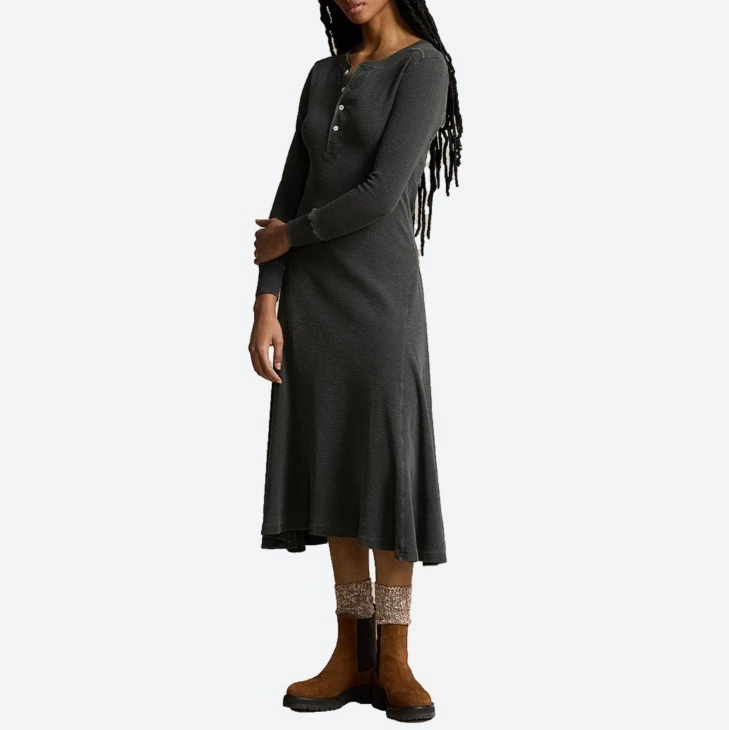 Polo Ralph Lauren Vestido midi de algodón de manga larga