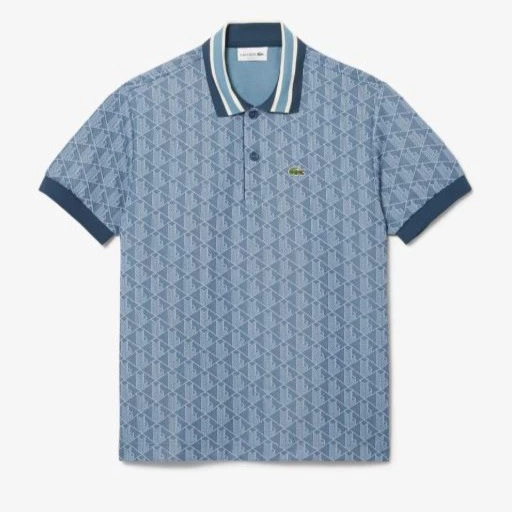 Polo de hombre classic fit con cuello a contraste y monograma de manga corta
