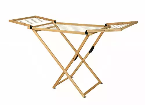 del Fabbro Tendedero Plegable de Madera de Haya, Ahorra Espacio, Elegante, tendedero Extensible de Exterior e Interior, también para sábanas