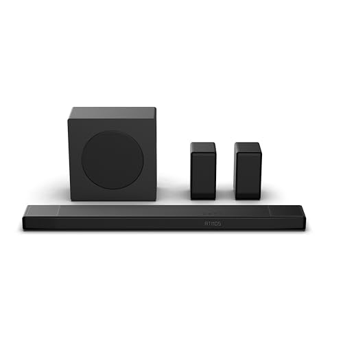 Hisense AX5140Q - Barra de Sonido 5.1.4, 600W, 13 Altavoces, Subwoofer y Altavoces Traseros Inalámbricos, Dolby Atmos, DTS:X, Ecualizador IA, Calibración Automática, Hi-Concerto, EzPlay 3.0