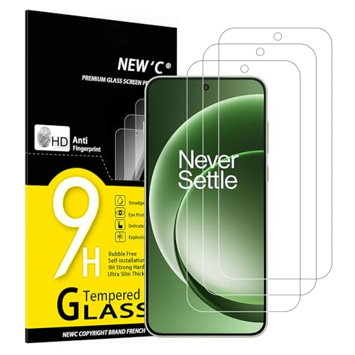 NEW'C 3 Piezas, Protector Pantalla para OnePlus 15R, OnePlus Ace 6T (6,83 pulgadas), Cristal templado Antiarañazos, Antihuellas, Sin Burbujas, Dureza 9H, Ultra Transparente, Ultra Resistente