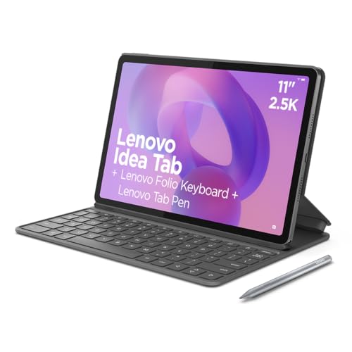 Lenovo Idea Tab – Tablet 11" 2.5K (MediaTek Dimensity 6300, 8 GB RAM, 256 GB UFS, 90 Hz, 4 Altavoces, Wi-Fi 5, Bluetooth 5.2, Android 15) Color Gris – Incluye Teclado Folio + Tab Pen