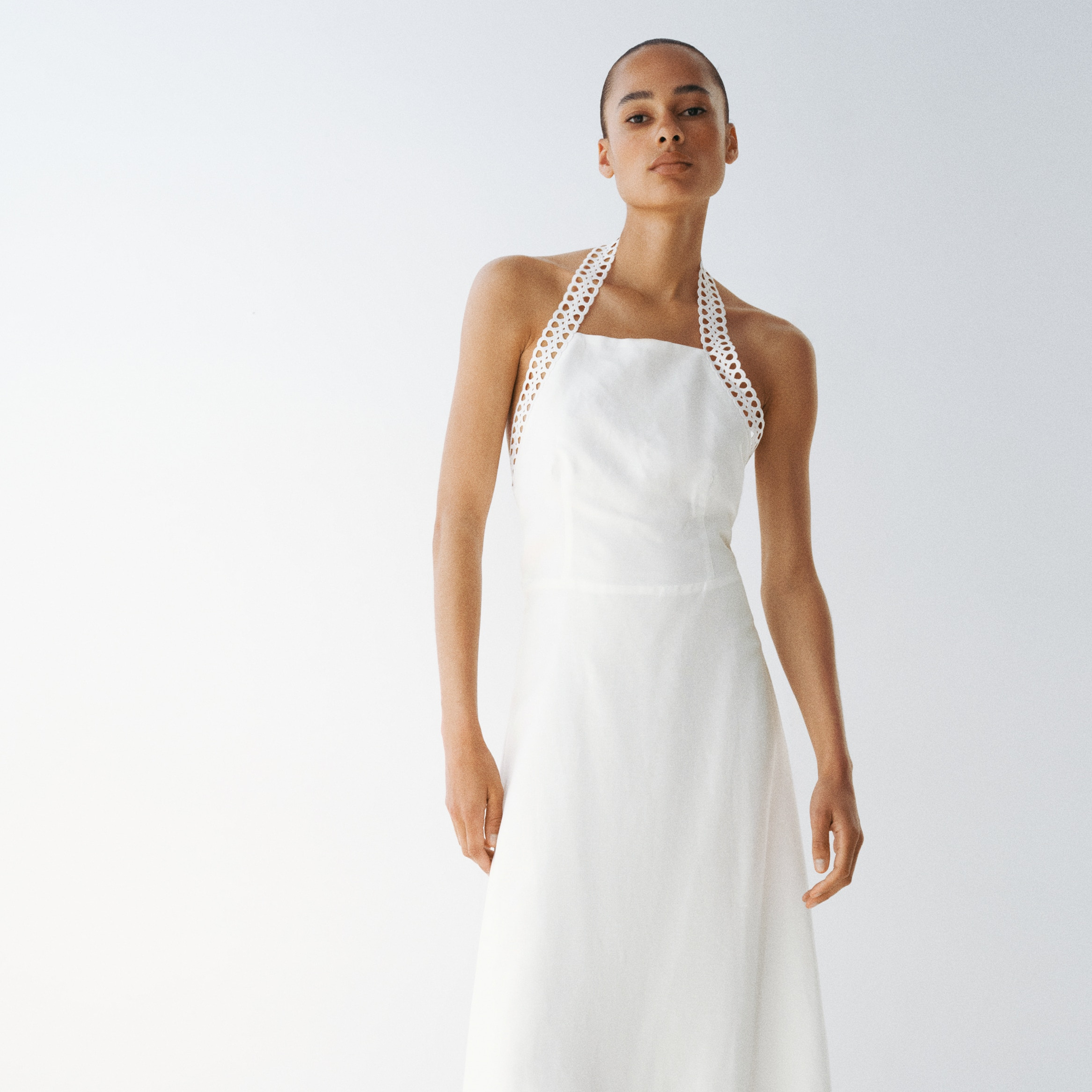 Vestido halter en mezcla de lino