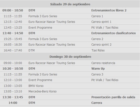 Horarios DTM 2012
