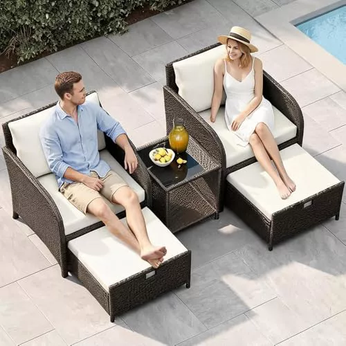 Garvee Conjunto Jardin Exterior, Mesa y Sillas de 5 Piezas
