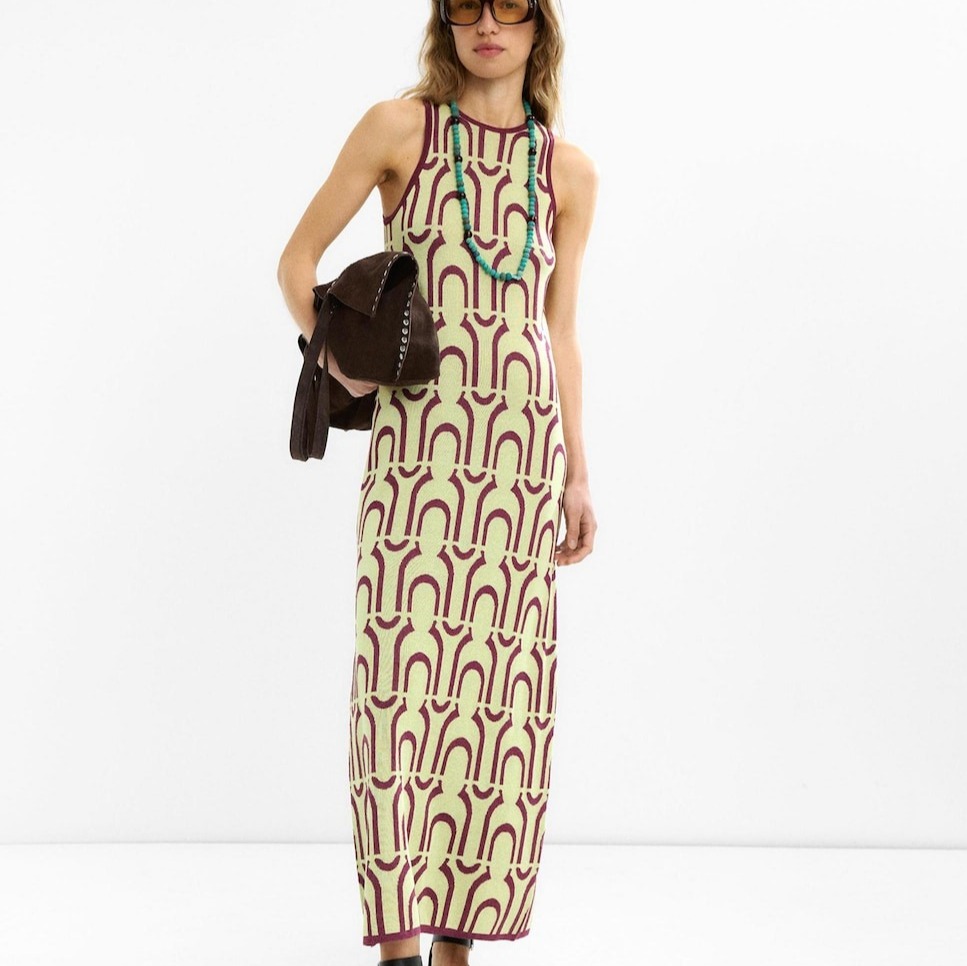 Parfois
Vestido largo de punto jacquard con estampado de ondas