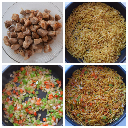 Fideuá de carne paso a paso