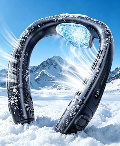 Aire acondicionado de cuello con placa de refrigeración, 3 modos de enfriamiento y 3 velocidades, ventilador personal sin aspas, ventilador de cuello portátil recargable de 8000 mAh para sofocos