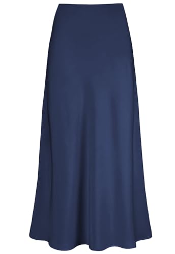 Genfien Falda Larga de Satén para Mujer Faldas para Mujer Cintura Alta Elegante Falda de Seda con Cremallera Faldas de Fiesta Verano