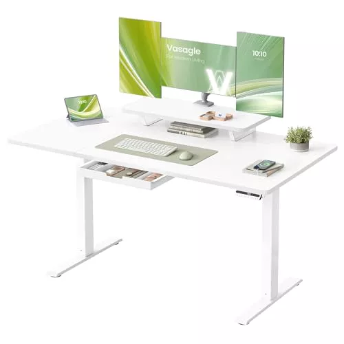 VASAGLE Escritorio Eléctrico Ajustable en Altura, 140 x 70 cm, Cajón