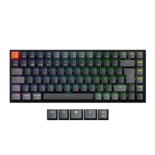 Keychron K2 QMK Teclado Mecánico Inalámbrico, Diseño de 75% con Interruptores Banana Hot-Swappable, Retroiluminación LED RGB y Recargable, Bluetooth 5.2 para Mac/Windows/Linux, ES Layout-Versión 3