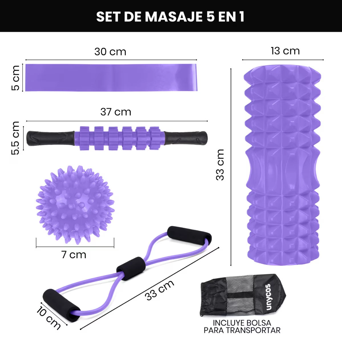 Set de EPP 5 en 1 para ejercicios y masajes musculares Unycos
