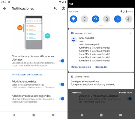控えめとしてマークされたキーボード通知はステータス バーには表示されませんが、通知パネルには表示されます
