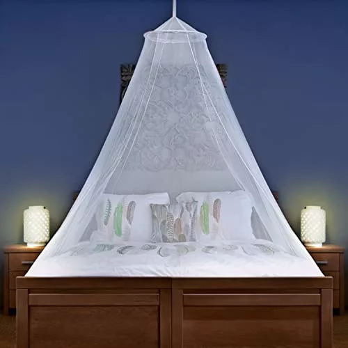 MOSQUITERA para Camas Individuales y matrimoniales - Materiales Ligeros de Calidad, para el hogar y los Viajes - Fácil de Transportar y configurar con Bolsa de Viaje Gratis y Kit de Colgador de Dosel
