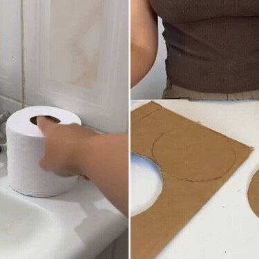Si reutilizas los rollos del papel de cocina y las sábanas viejas podrás hacer este práctico organizador para el baño 