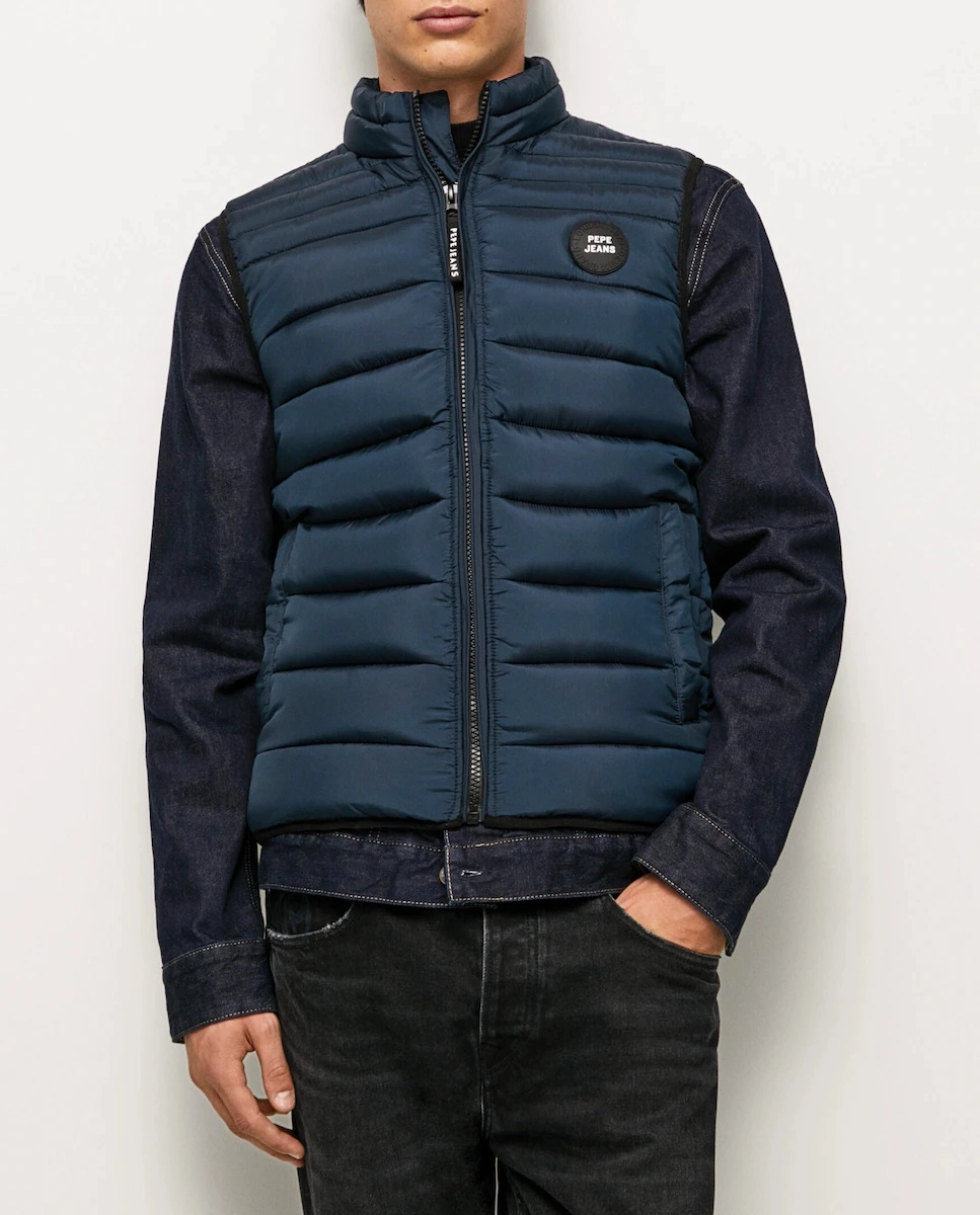 Chaleco de hombre guateado en color azul marino