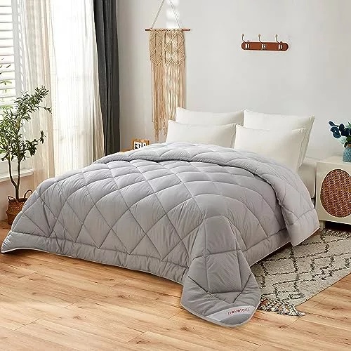 NH NOVOTEXTIL HOGAR Edredón Relleno Nórdico Cama 150 (250x270), Edredón Bicolor de Fibra 350 gr/m² - Nórdico Invierno Suave, Ligero, Reversible y Transpirable (Gris/Gris)