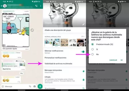 Whatsapp 写真を非表示にする