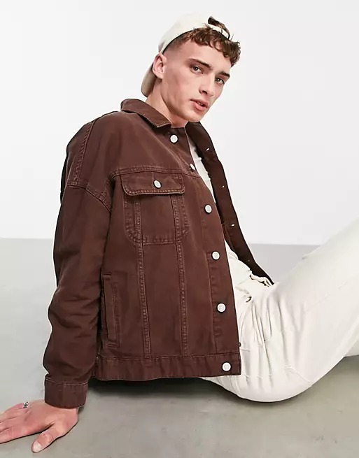 Chaqueta vaquera marrón extragrande de estilo western de ASOS DESIGN